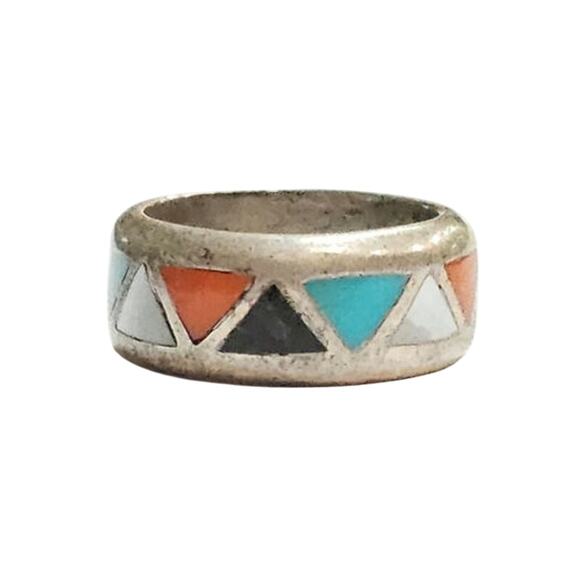 Vintage Zuni Sterling Multi-Stone Eternity Band - Picture 2 of 3